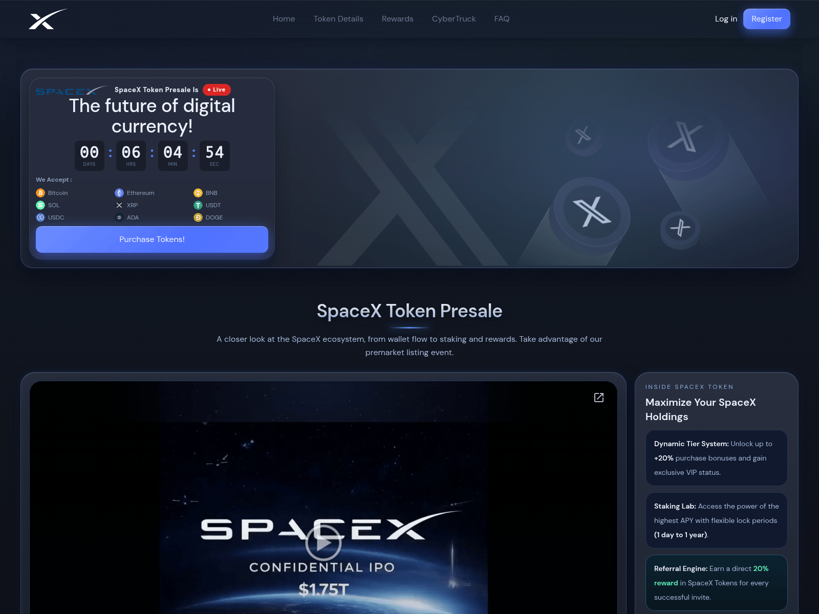 Screenshot of spacexaiwallet.com