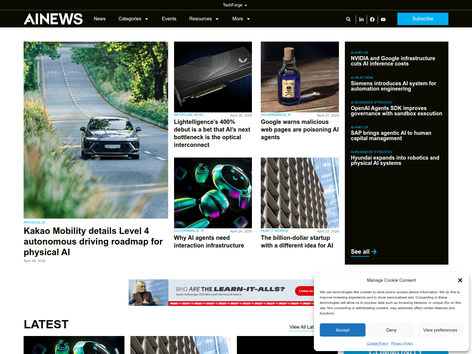 Screenshot of ainewsportals.com