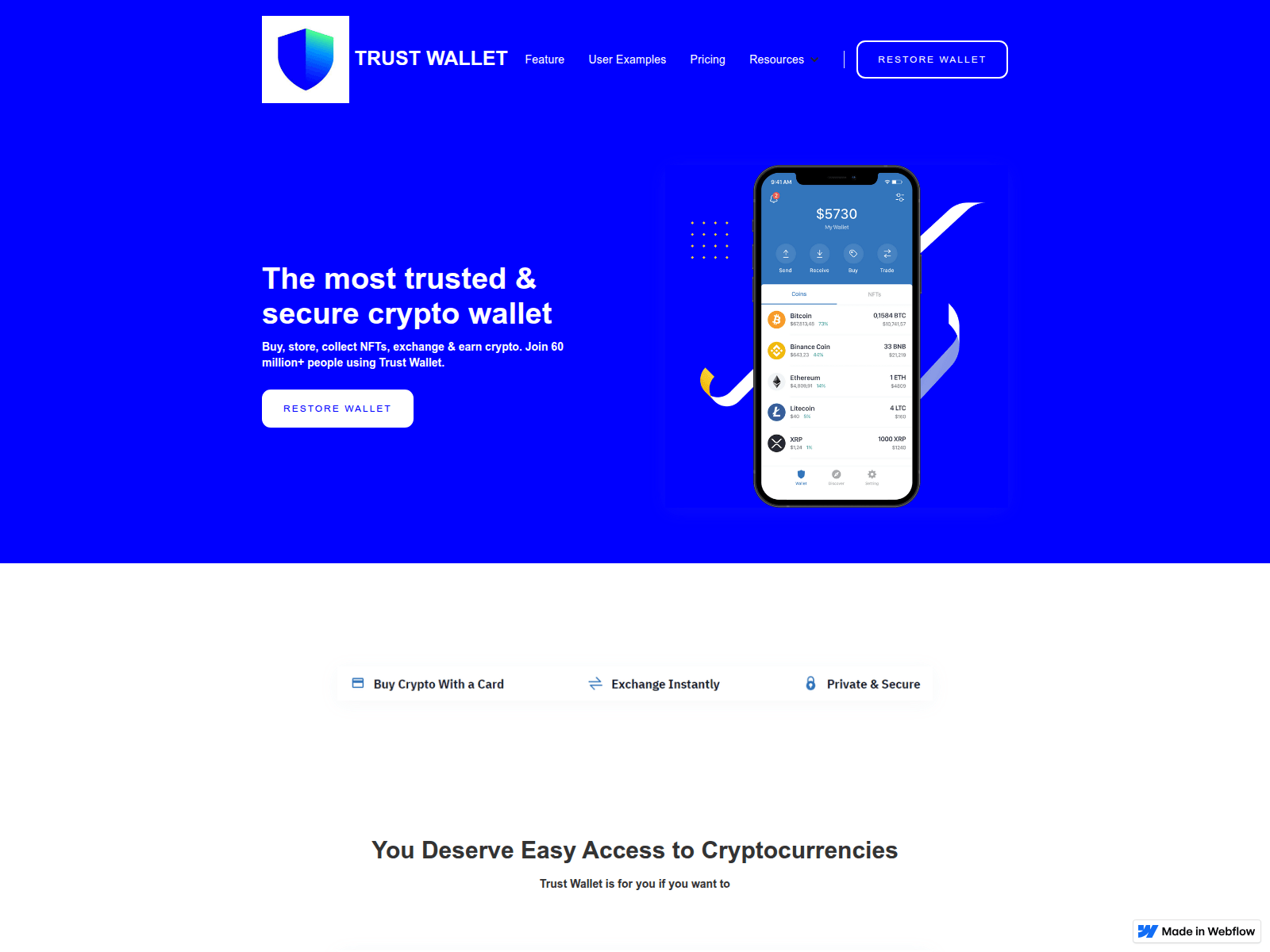 Screenshot of trustwallets-supportwebpage.webflow.io