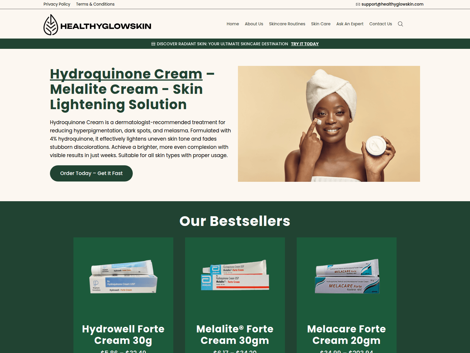Screenshot of healthyglowskin.com