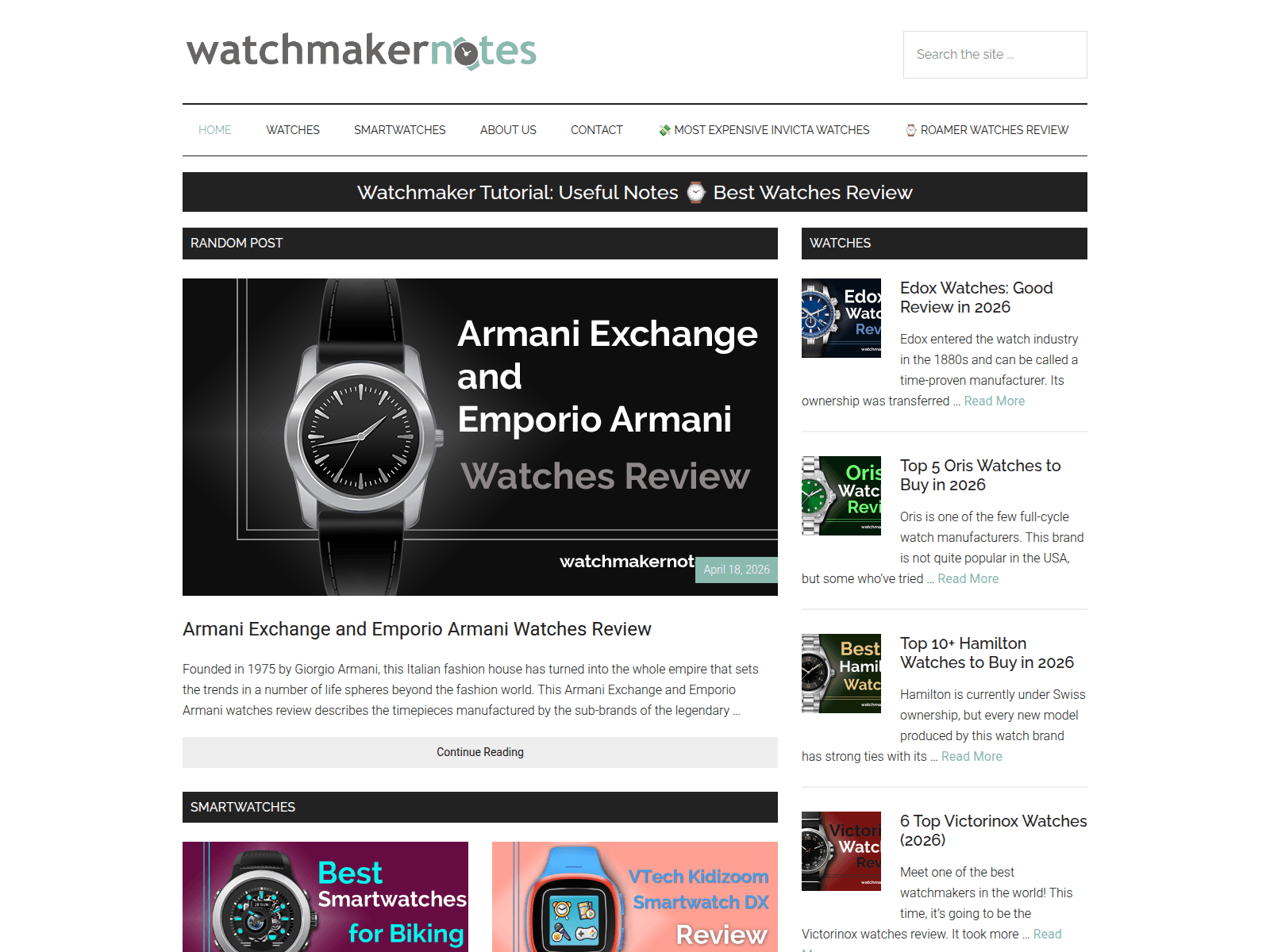 Screenshot of watchmakernotes.com