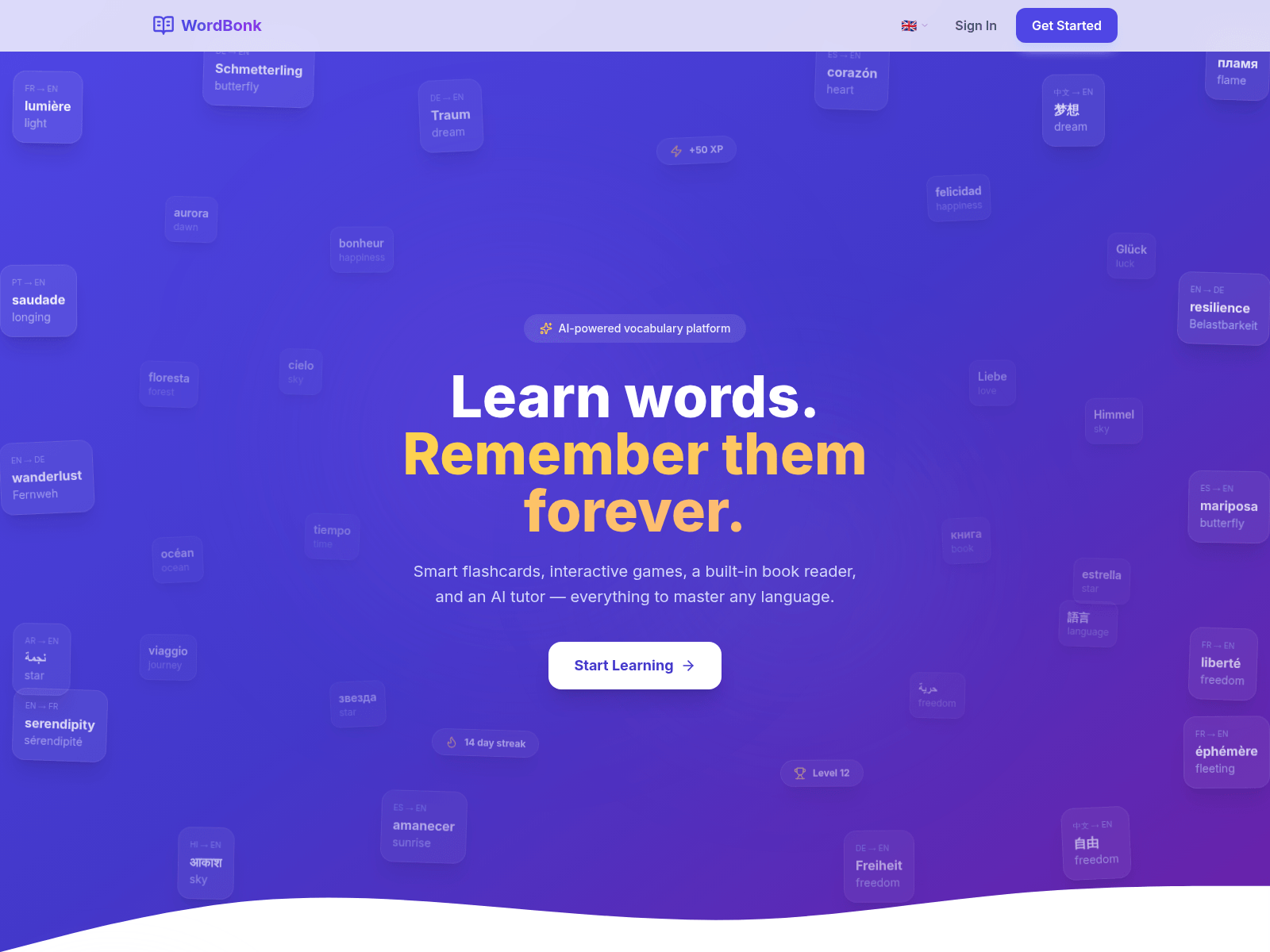 Screenshot of wordbonk.app