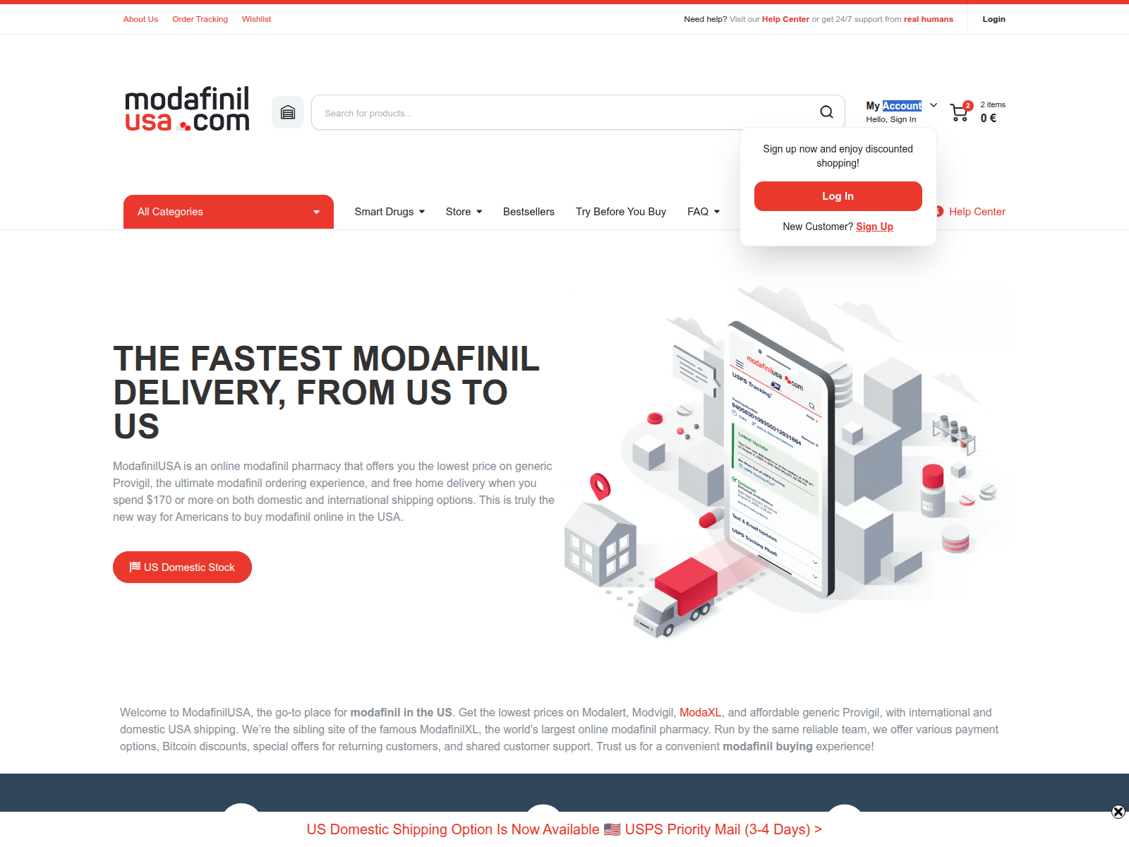 Screenshot of modafinilusa.com