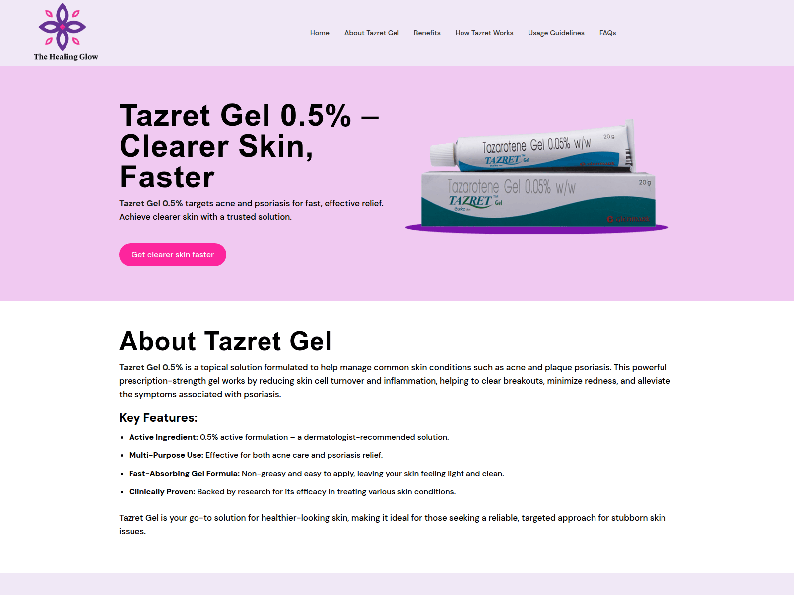 Screenshot of thehealingglow.com