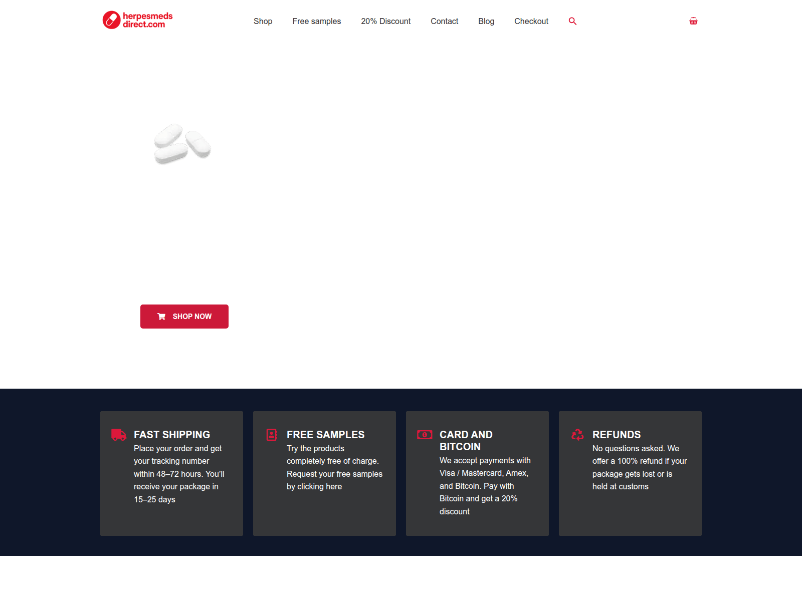 Screenshot of herpesmedsdirect.com