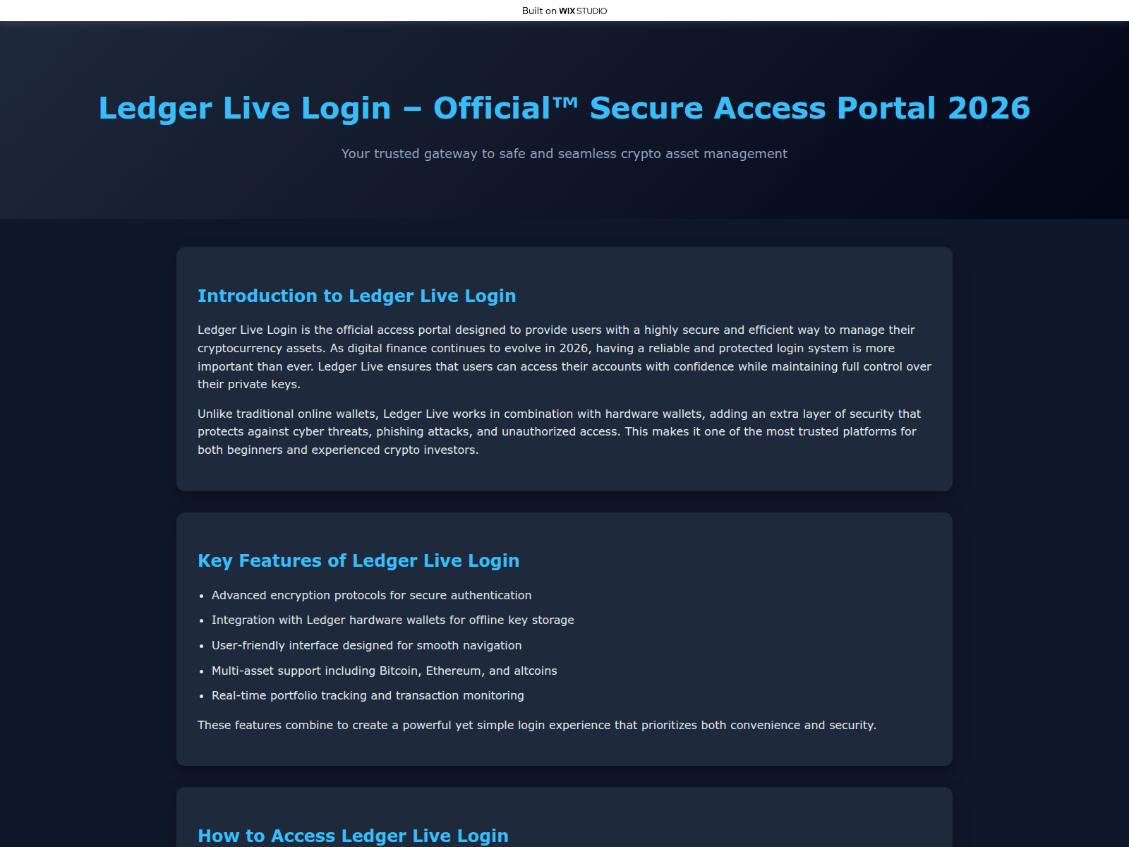 Screenshot of ledgee-live.wixstudio.com