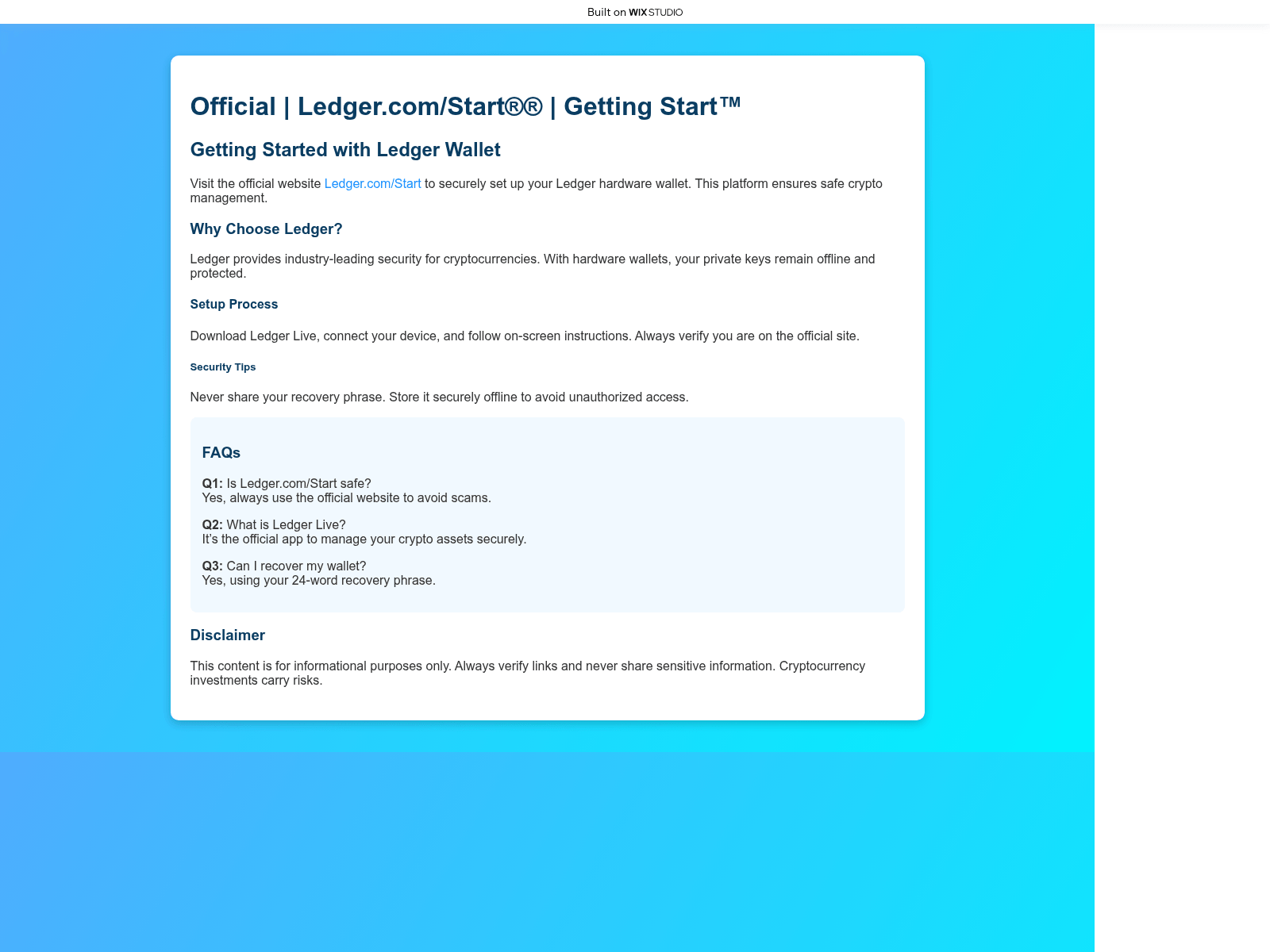 Screenshot of ledgecom-started.wixstudio.com