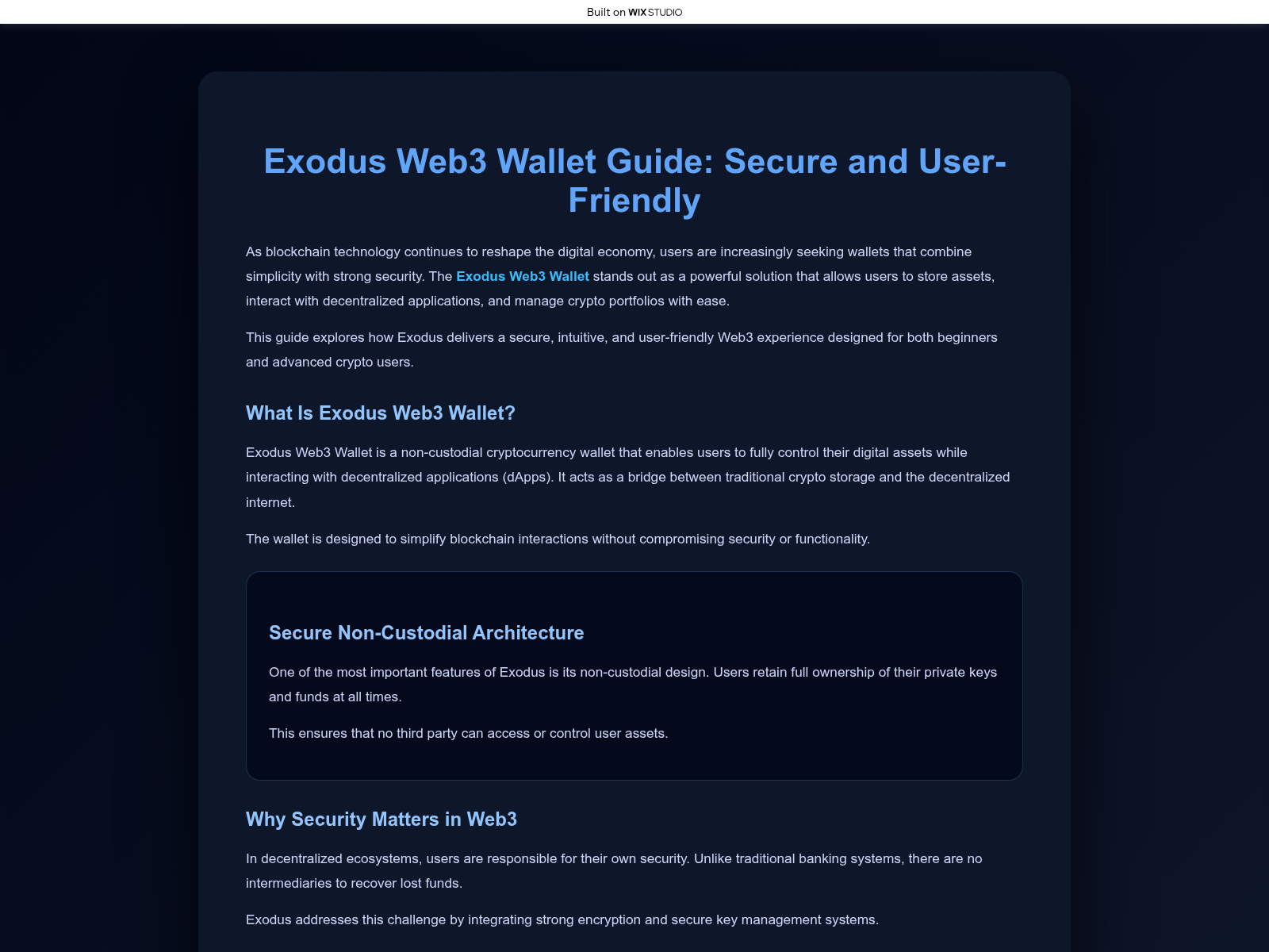 Screenshot of exadus-apps.wixstudio.com