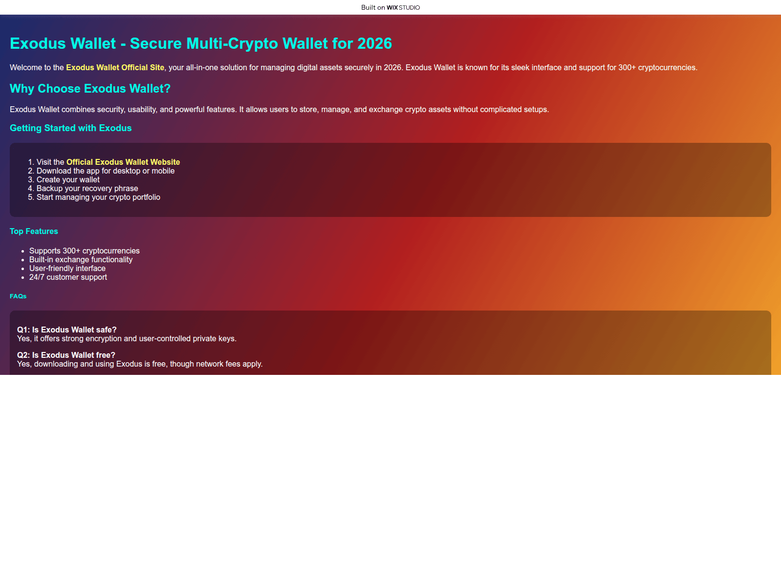 Screenshot of exodwaletd.wixstudio.com
