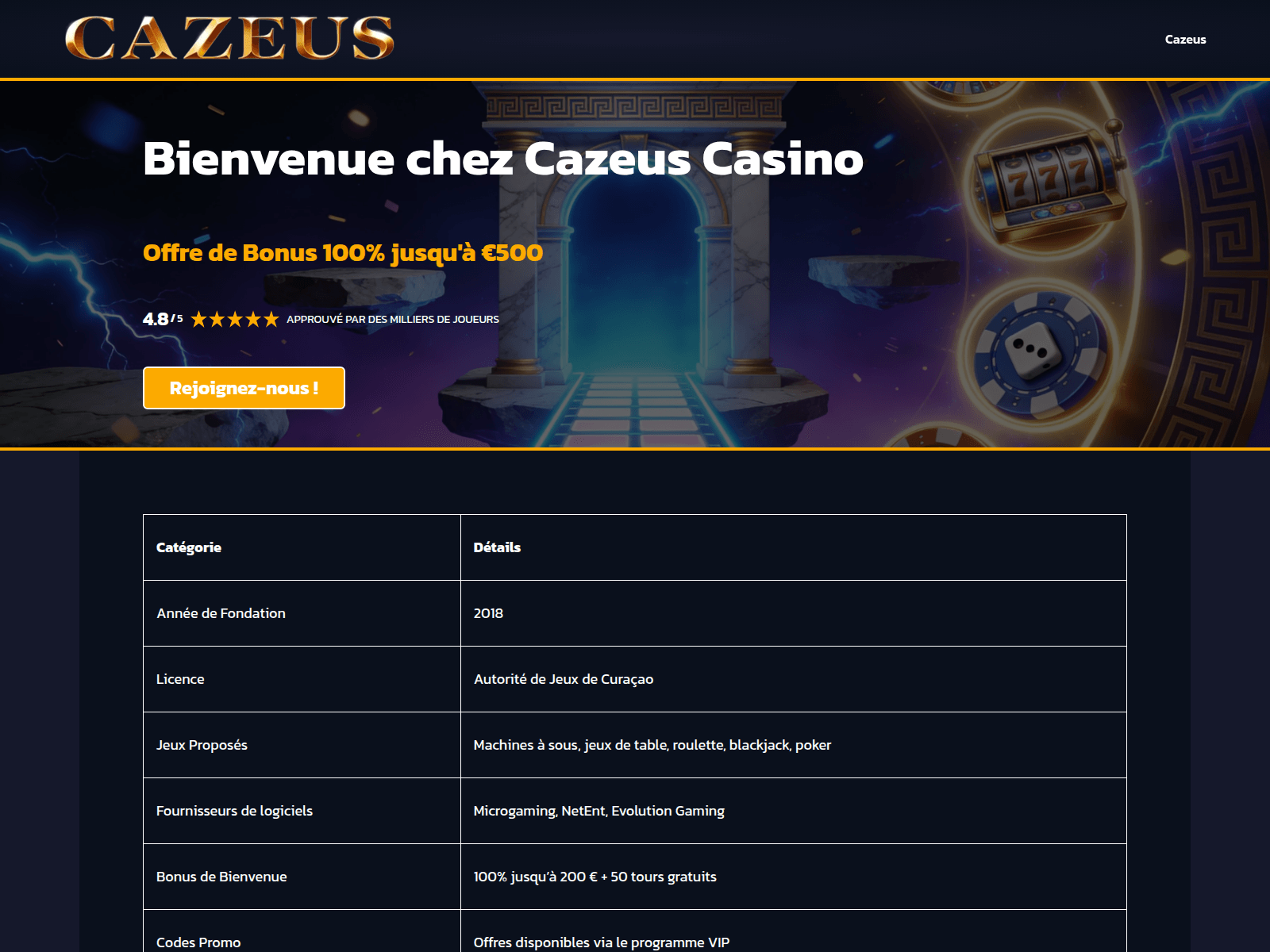 Screenshot of cazeus-casino-fr.com