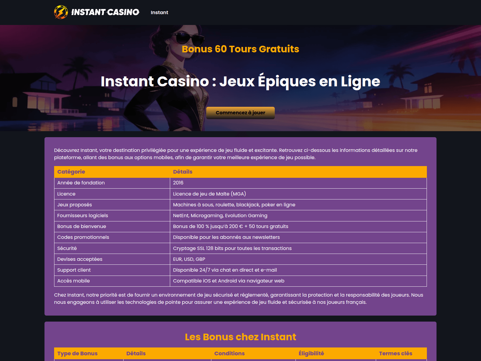 Screenshot of casinoinstant1.com