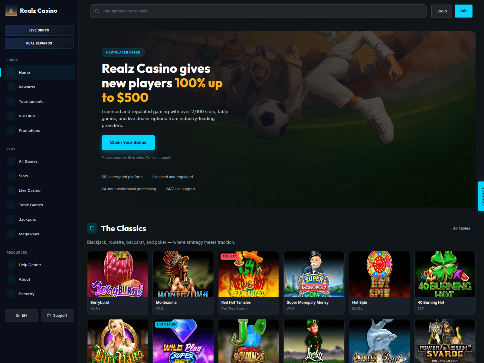 Screenshot of realz-kasyno.com