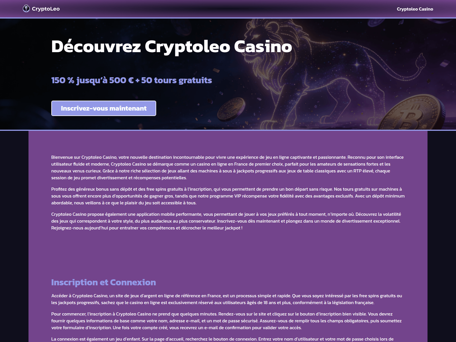 Screenshot of cryptoleo-casino2.com