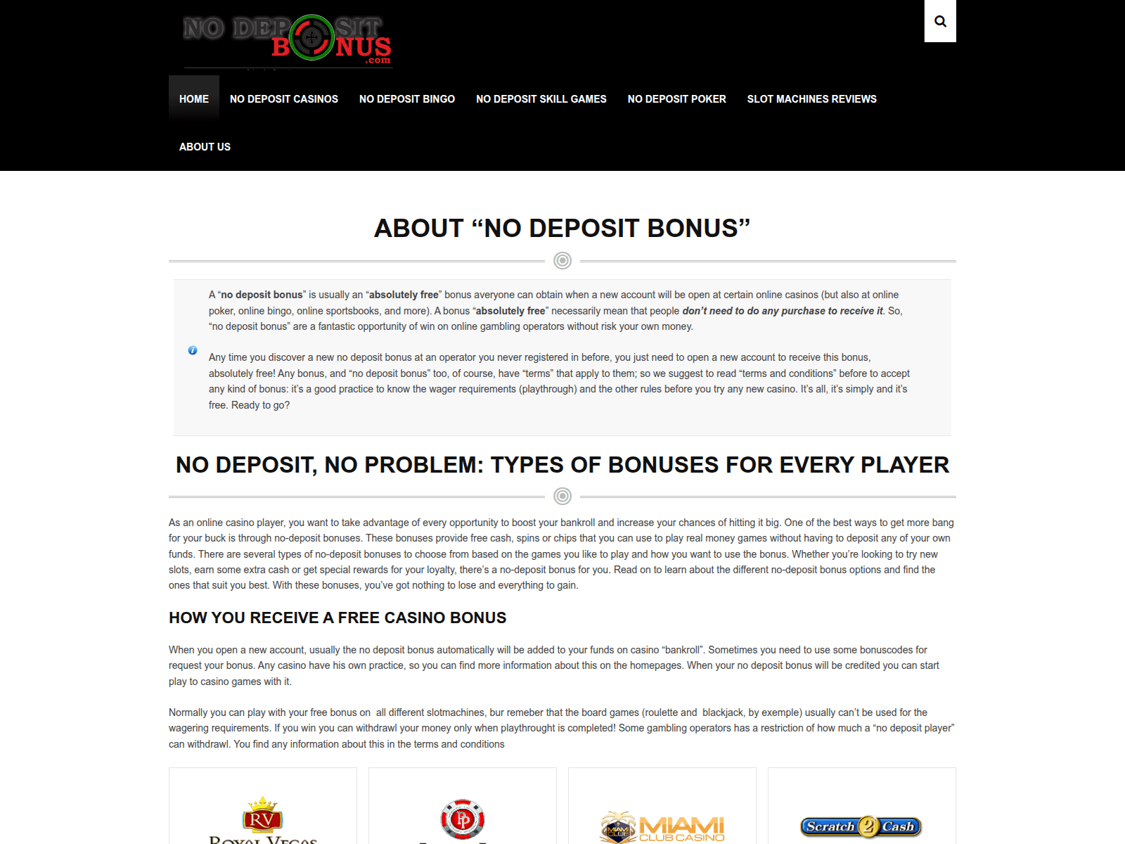 Screenshot of nodeposit-bonus.com