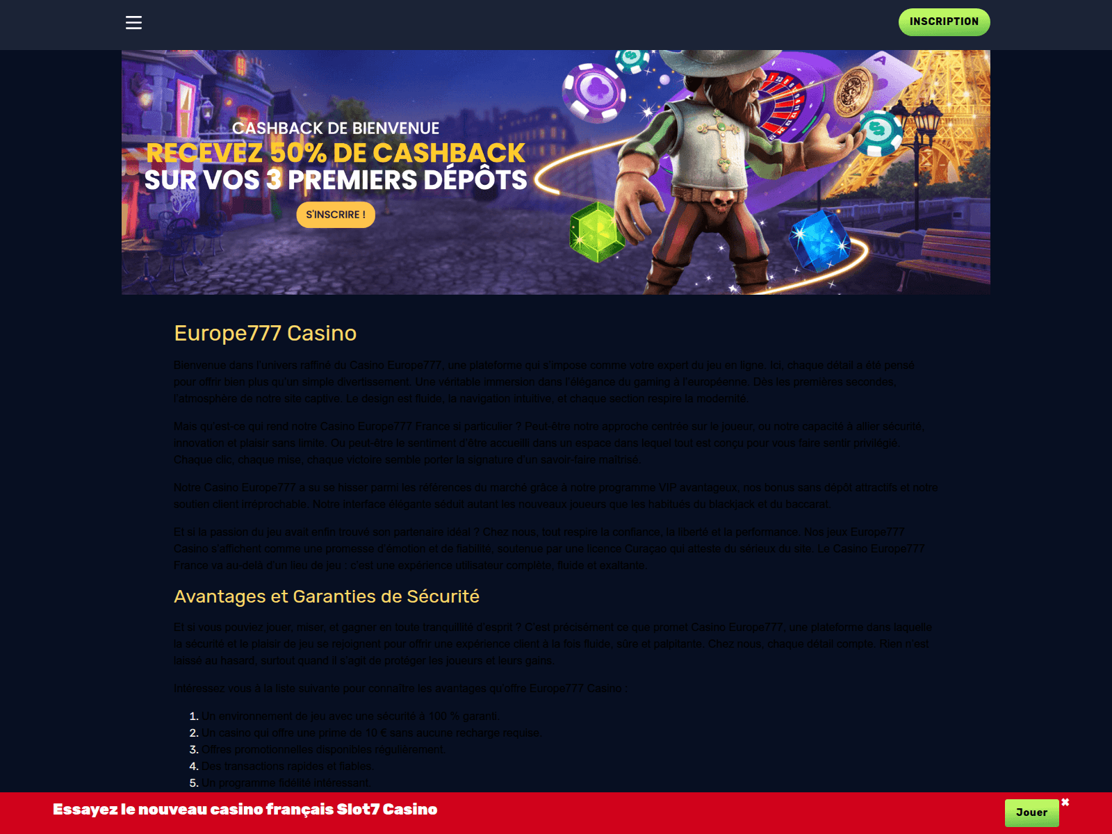 Screenshot of europe-777-casino1.com