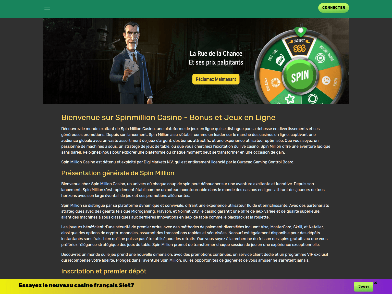 Screenshot of spinmillion-casino-fr.com