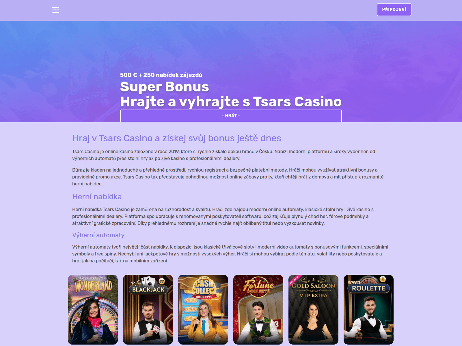 Screenshot of tsars-casino-cz.com