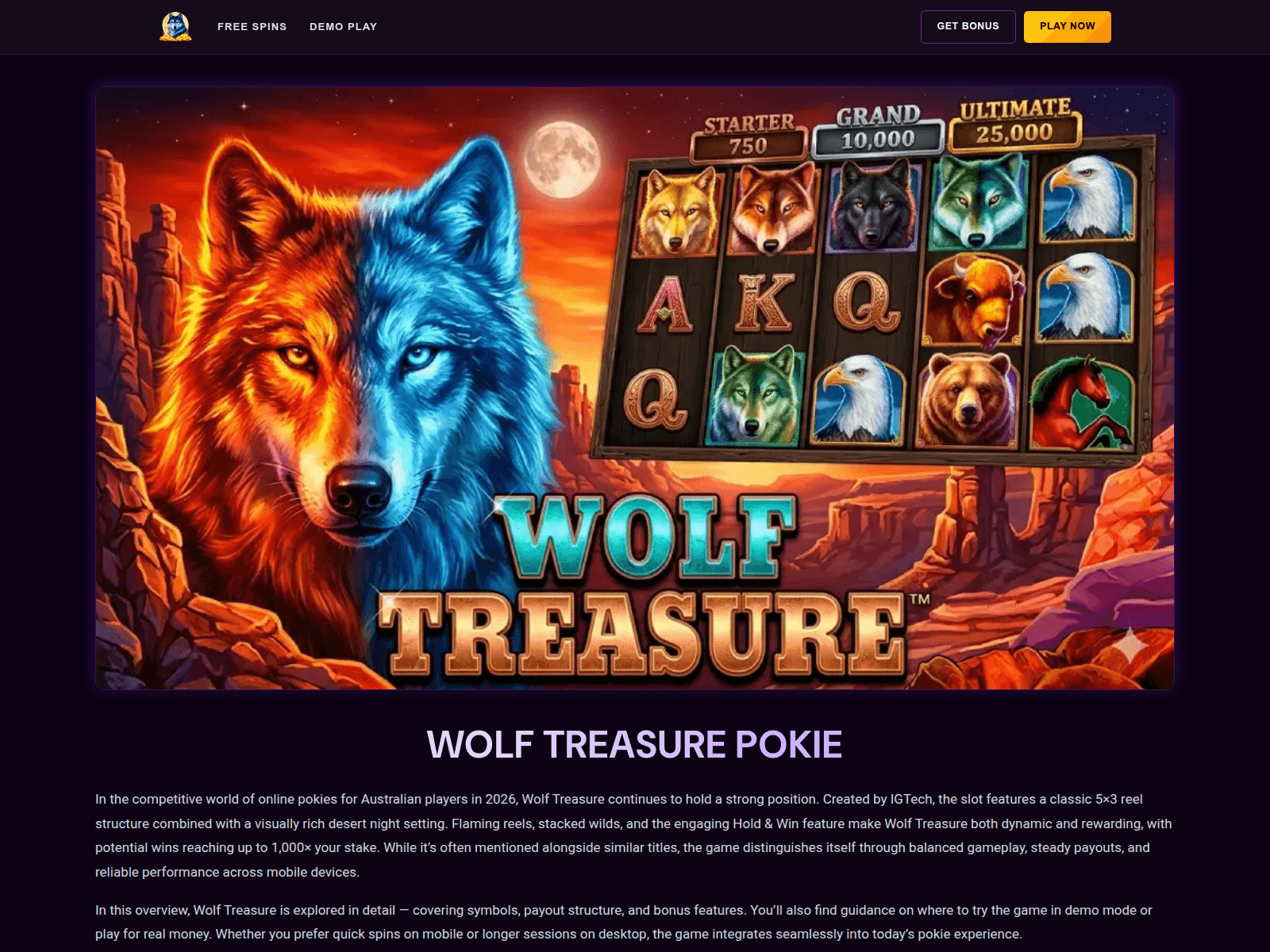 Screenshot of wolf-treasure-au.com