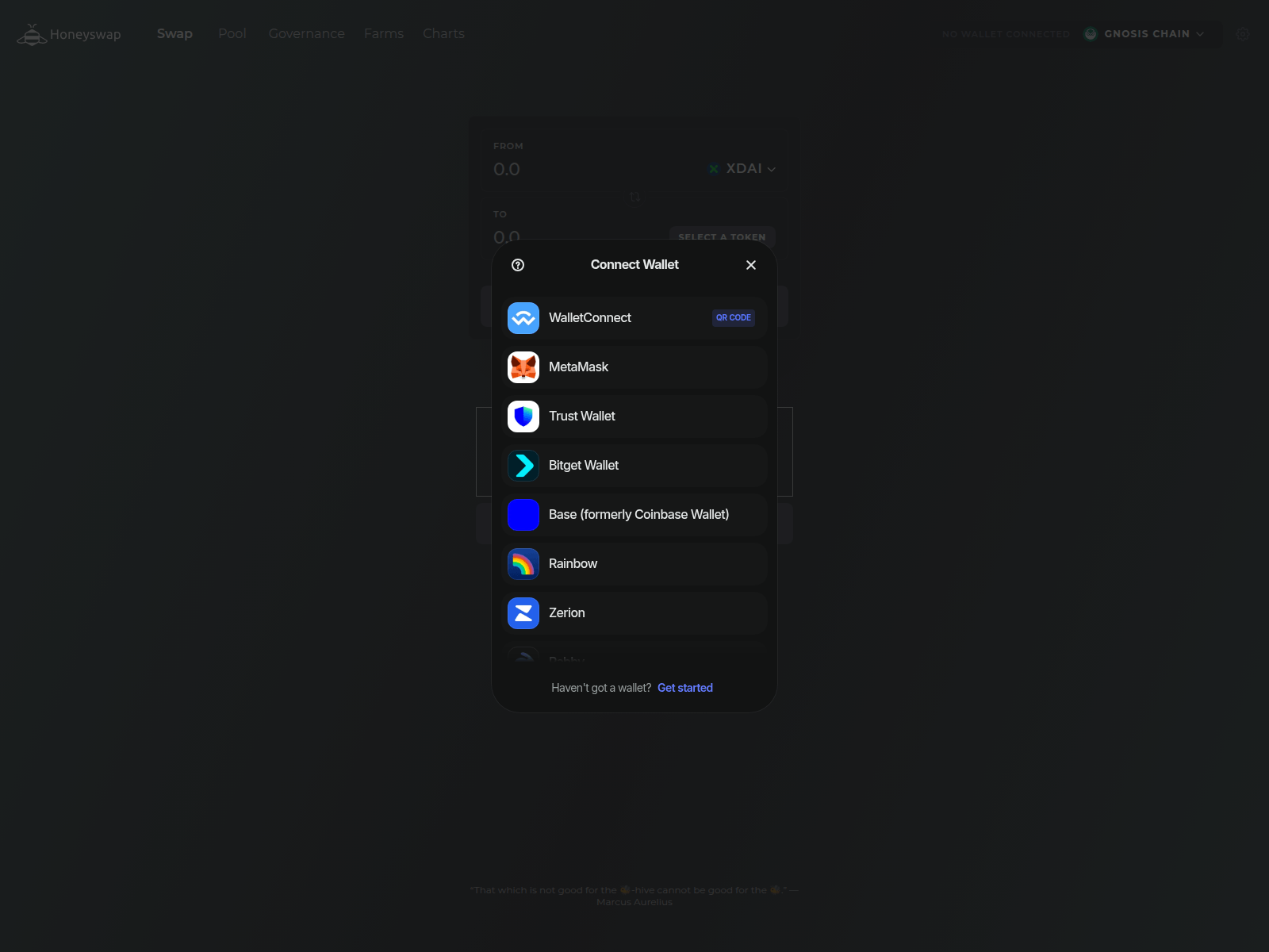 Screenshot of honeyswap.net