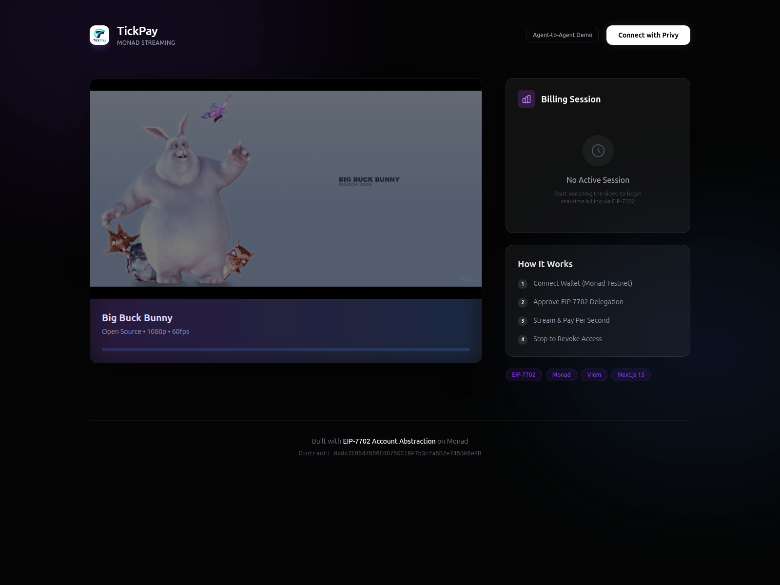 Screenshot of tickpay-monad.pages.dev