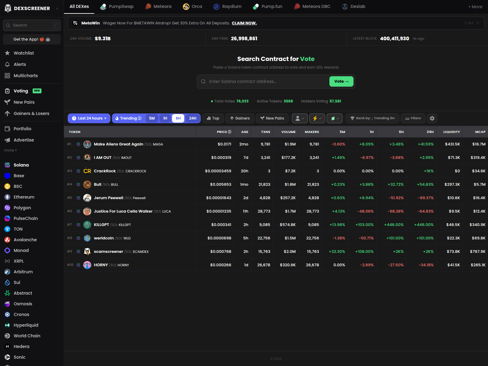 Screenshot of vote-dexscreener.org