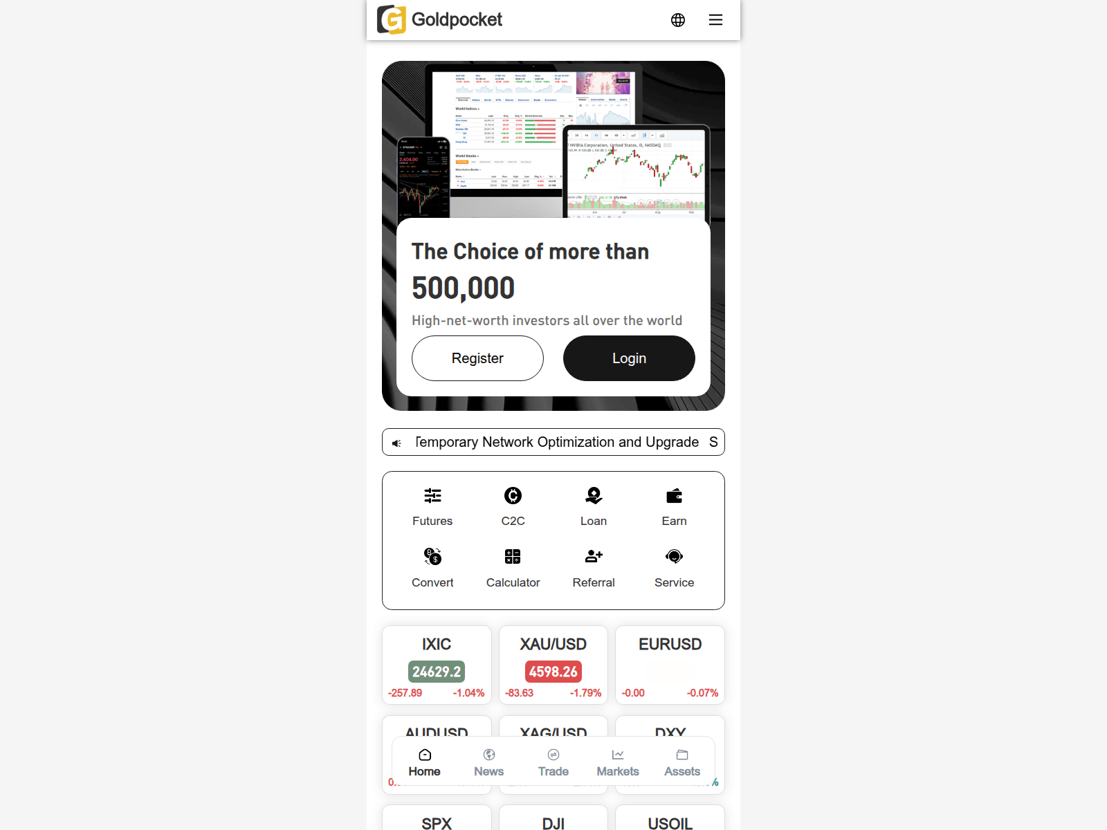 Screenshot of goldpocket.one