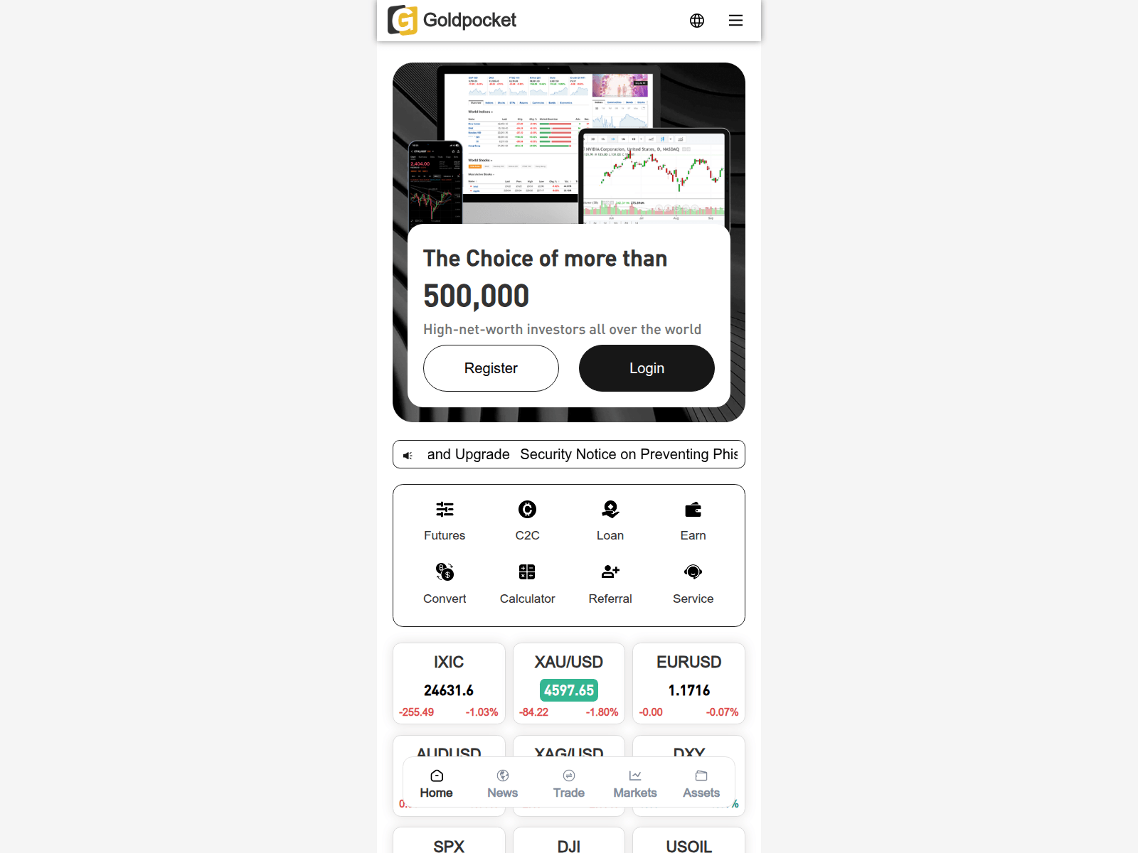 Screenshot of goldpocket.click