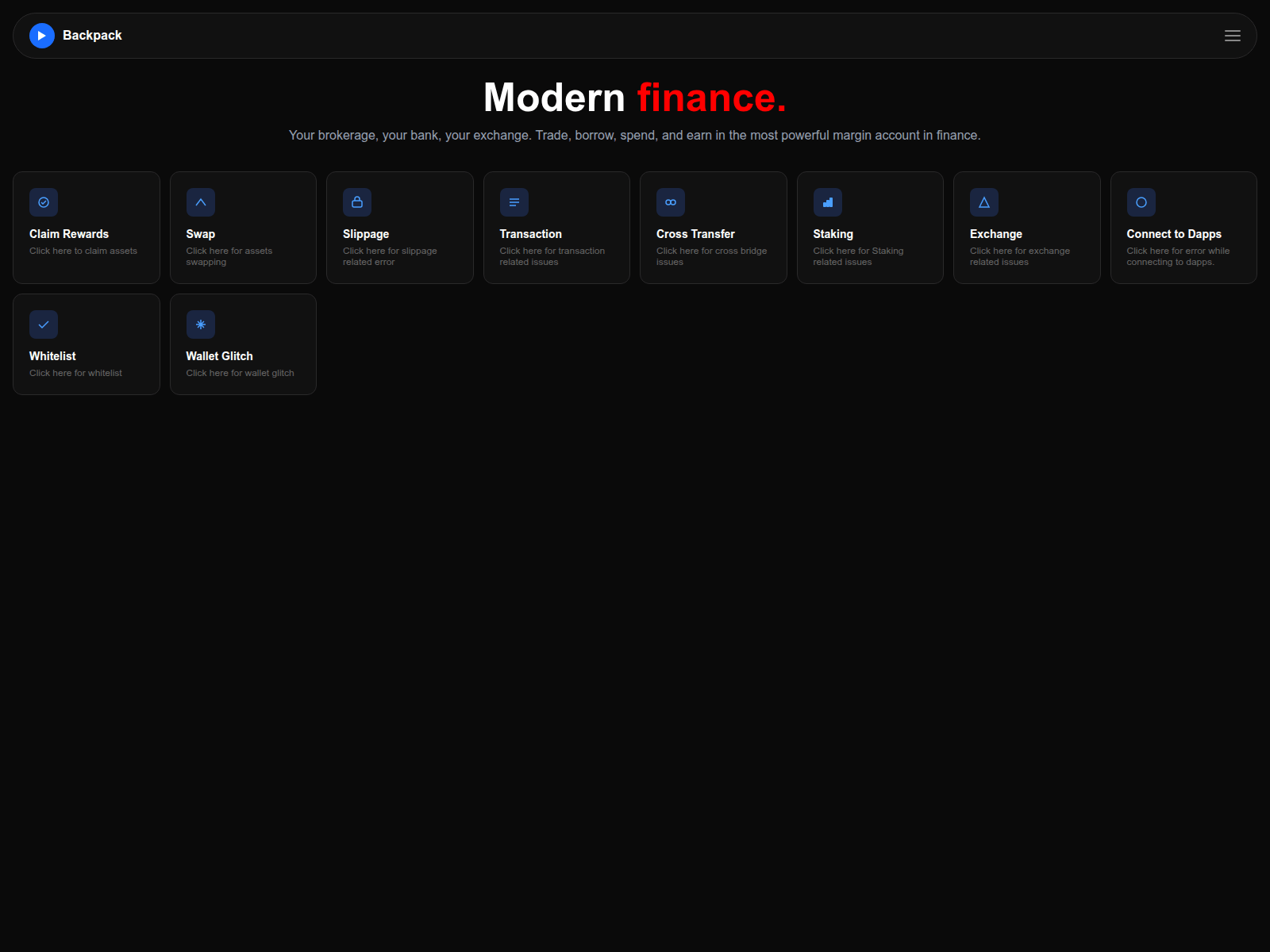 Screenshot of backpack-dapp.pages.dev