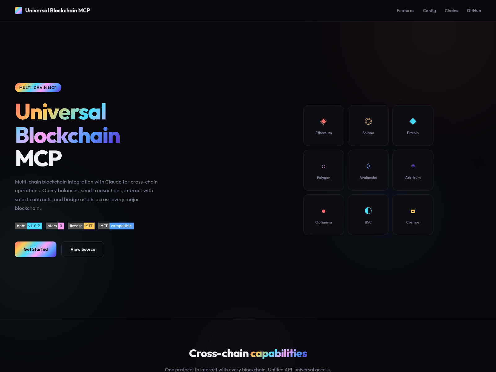 Screenshot of universal-blockchain-mcp.pages.dev