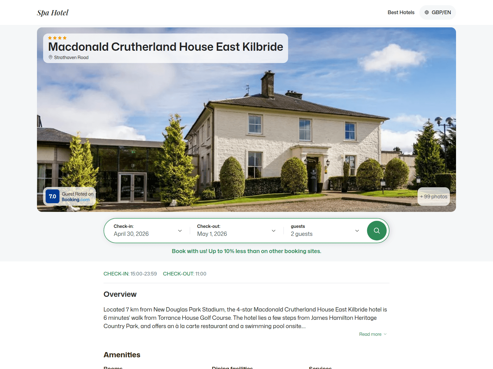 Screenshot of macdonaldcrutherlhouse.spahotel.guru