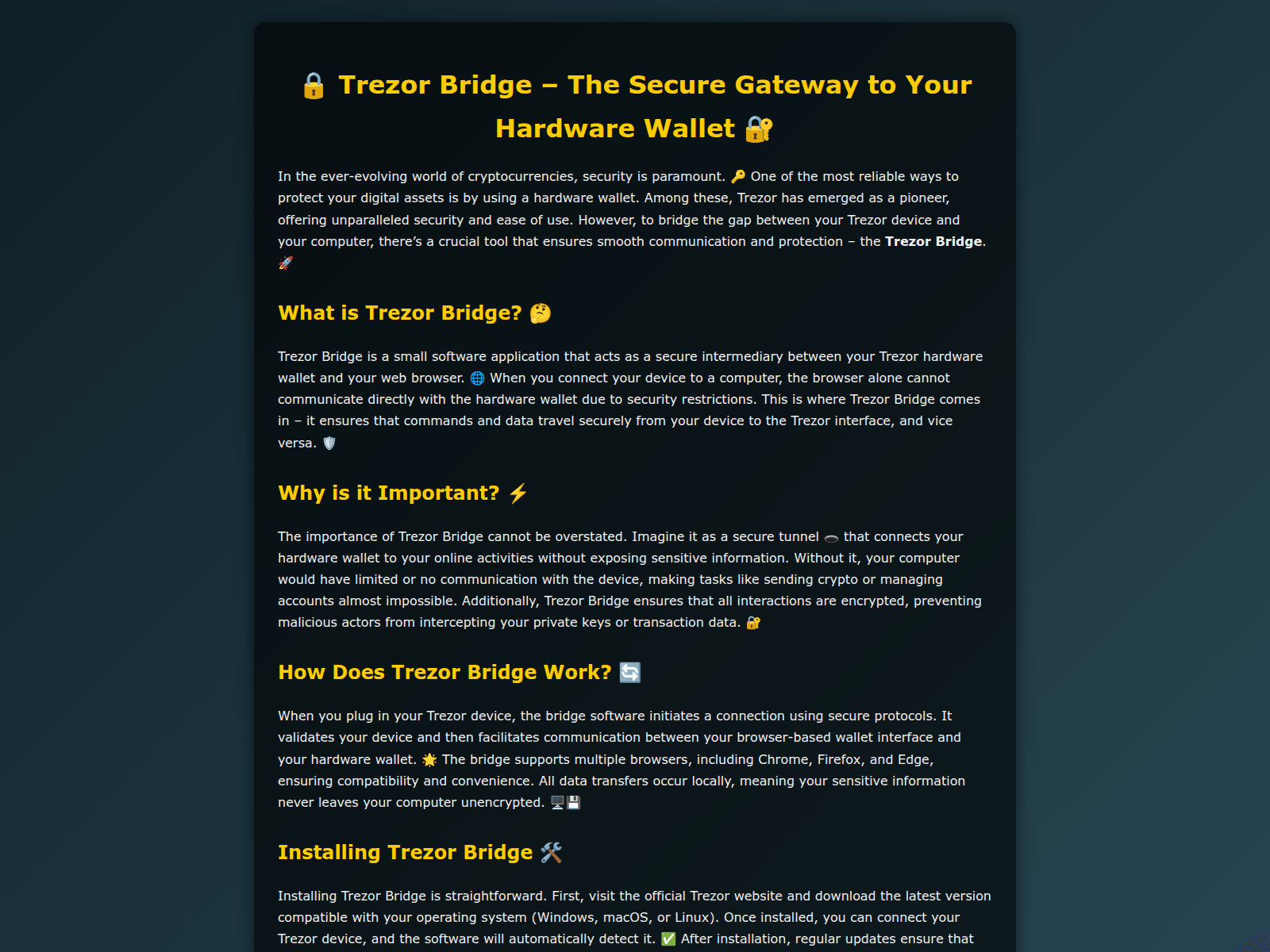 Screenshot of begin-trezr-bridgedocs.pages.dev