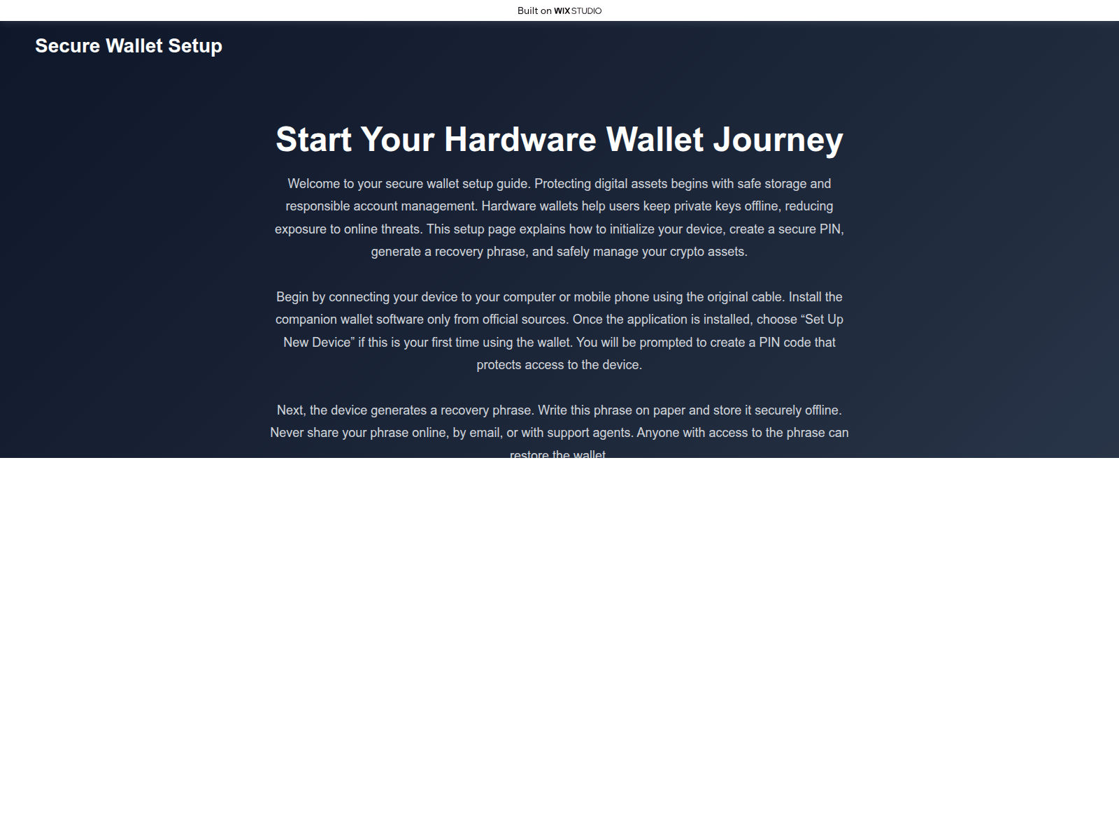 Screenshot of wixledgerstart.wixstudio.com
