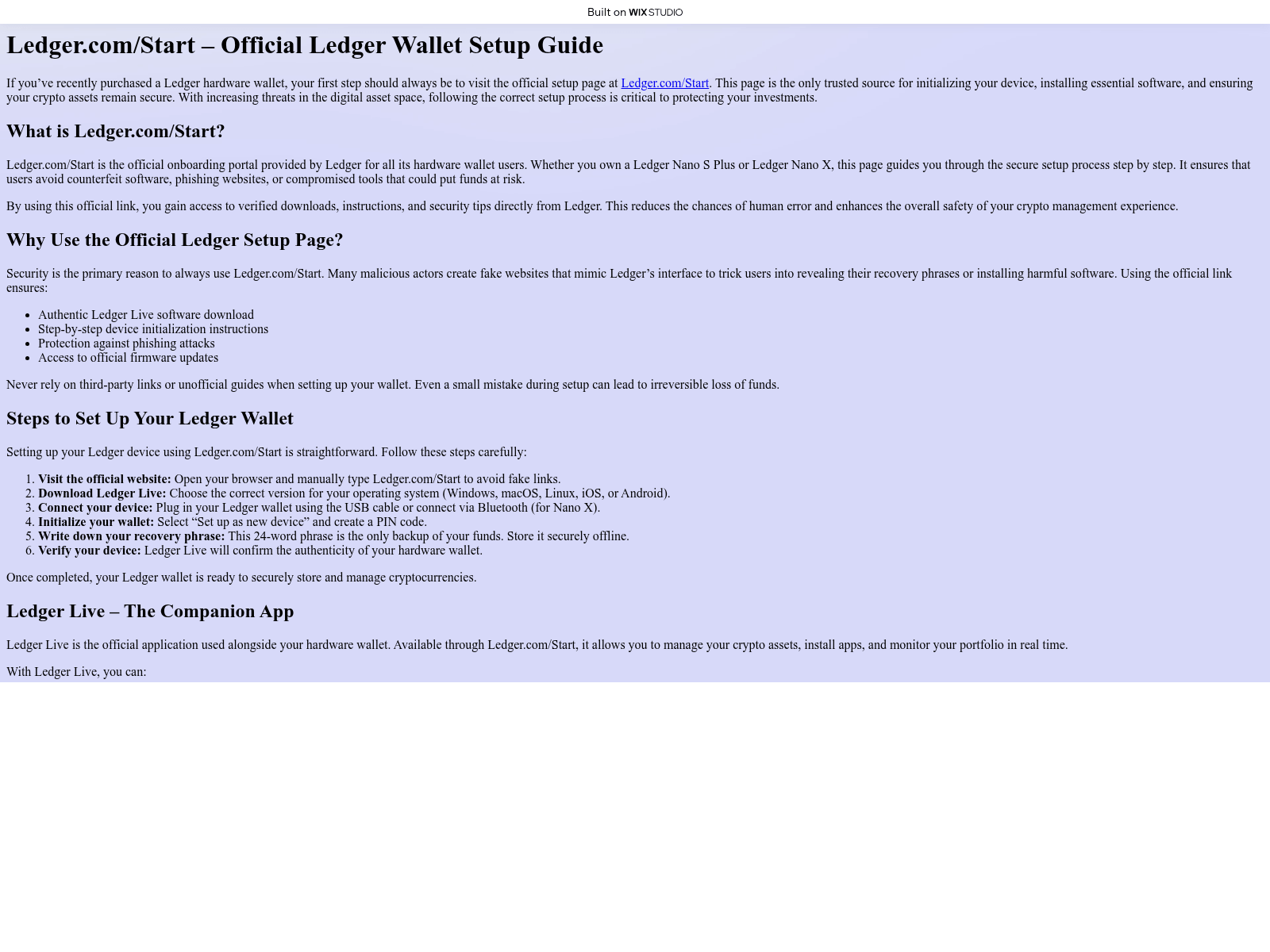 Screenshot of startledgorcm.wixstudio.com