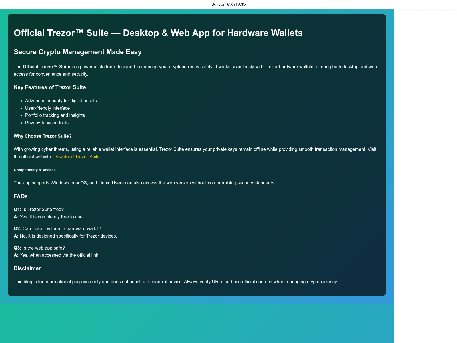 Screenshot of homesuite-trexor.wixstudio.com