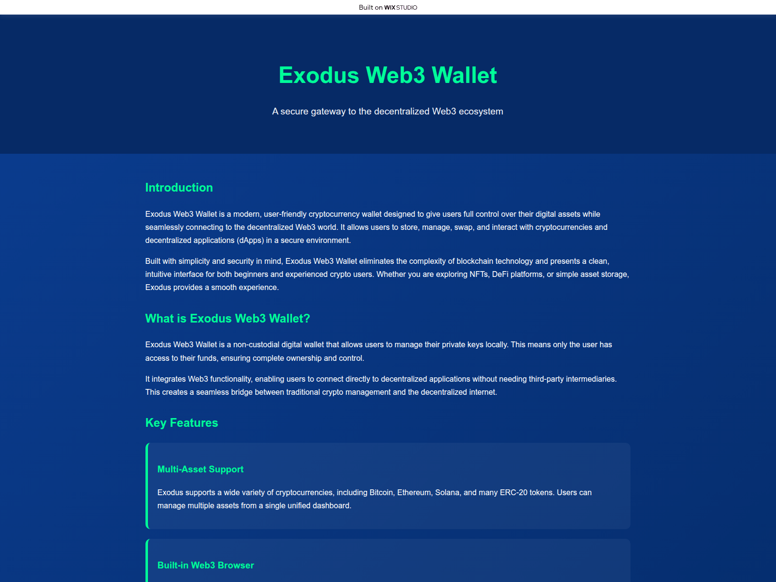 Screenshot of choose-exo-web3.wixstudio.com