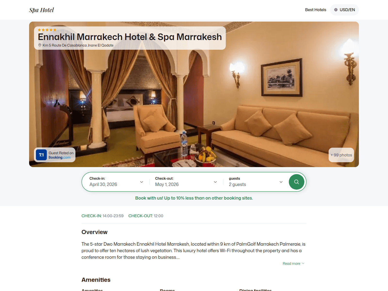 Screenshot of ennakhilmarrakech.spahotel.guru