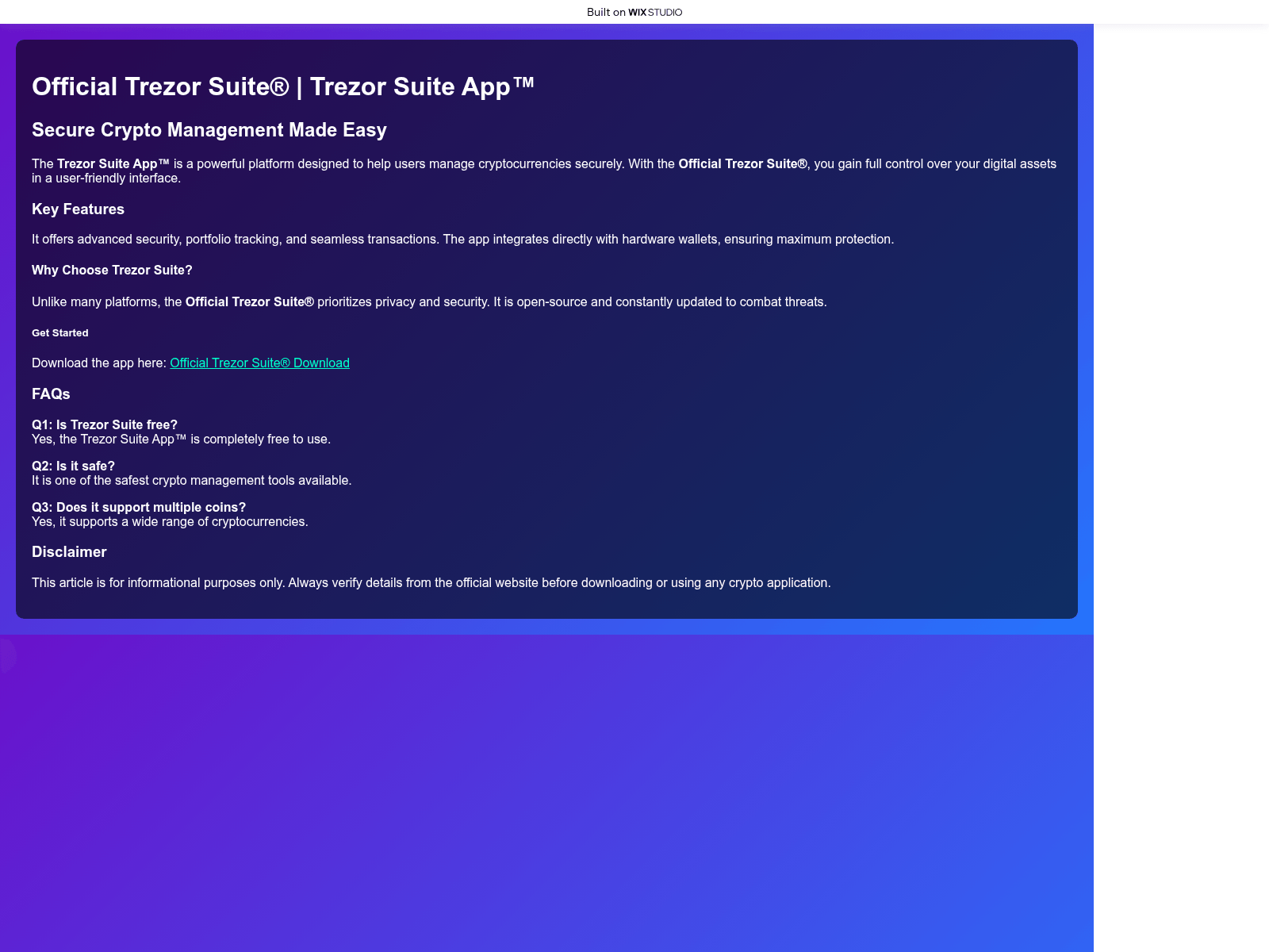Screenshot of homepage-suitstrez.wixstudio.com