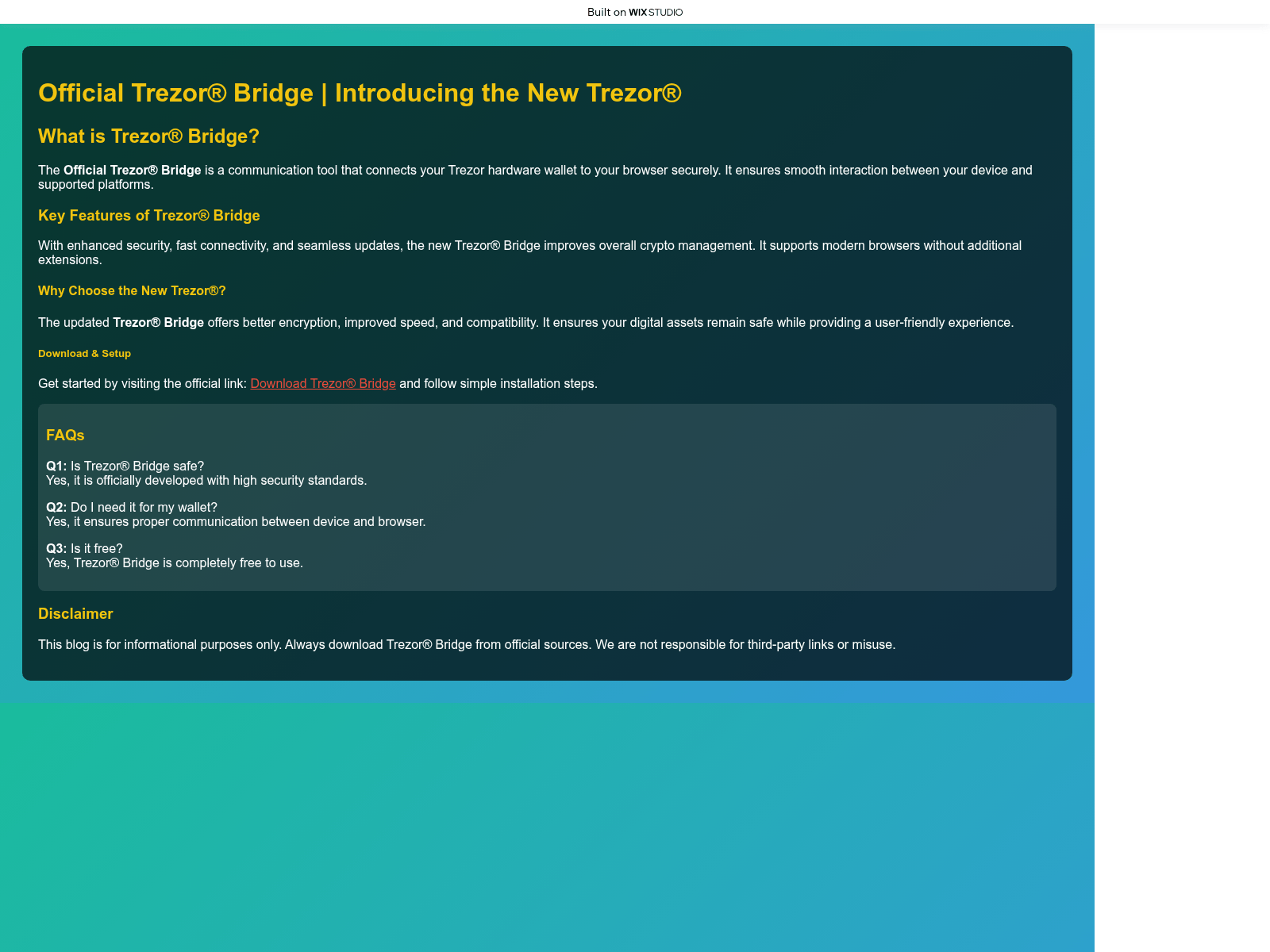 Screenshot of entry-trxiobridge.wixstudio.com