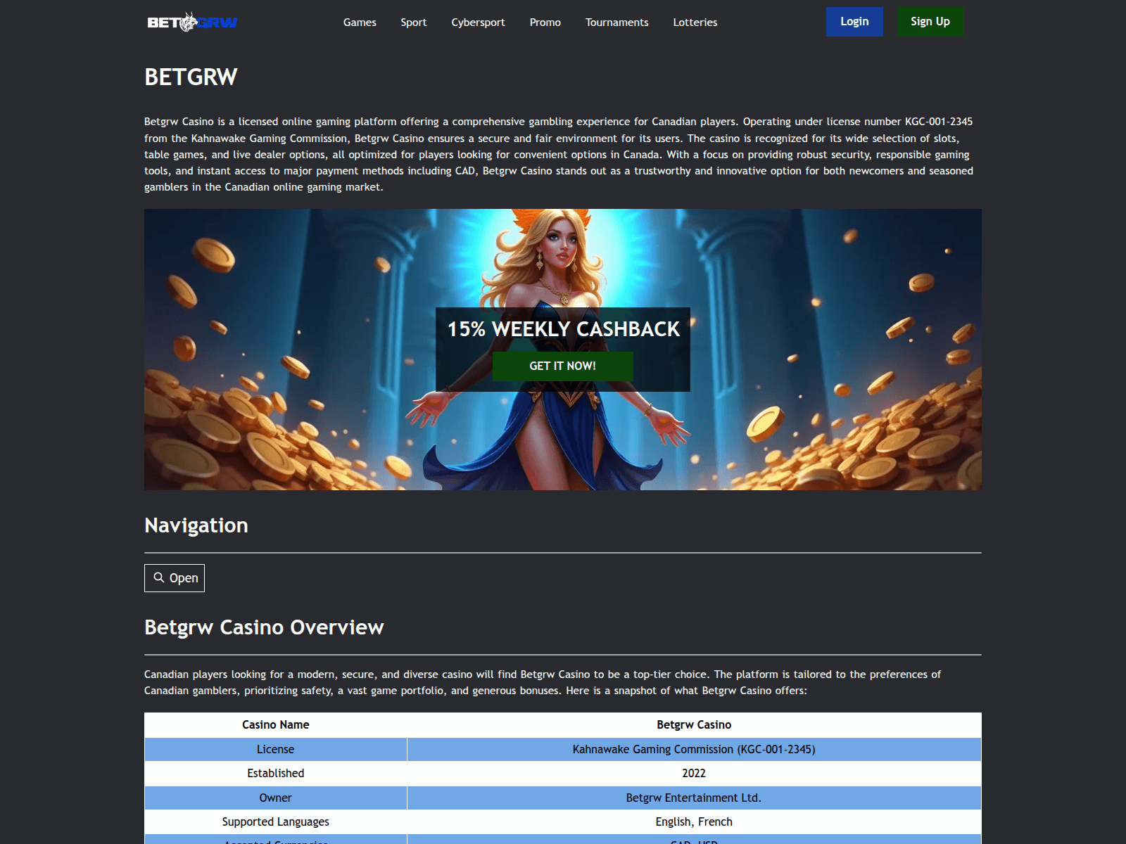 Screenshot of bet-grw.ca