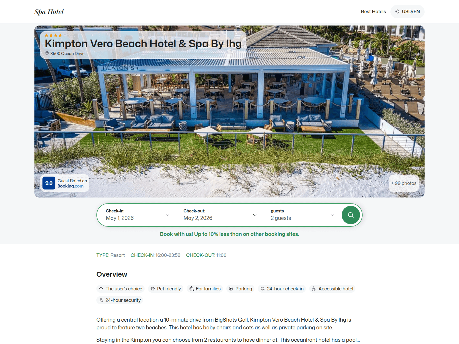 Screenshot of kimptonverobeachbyihg.spahotel.guru