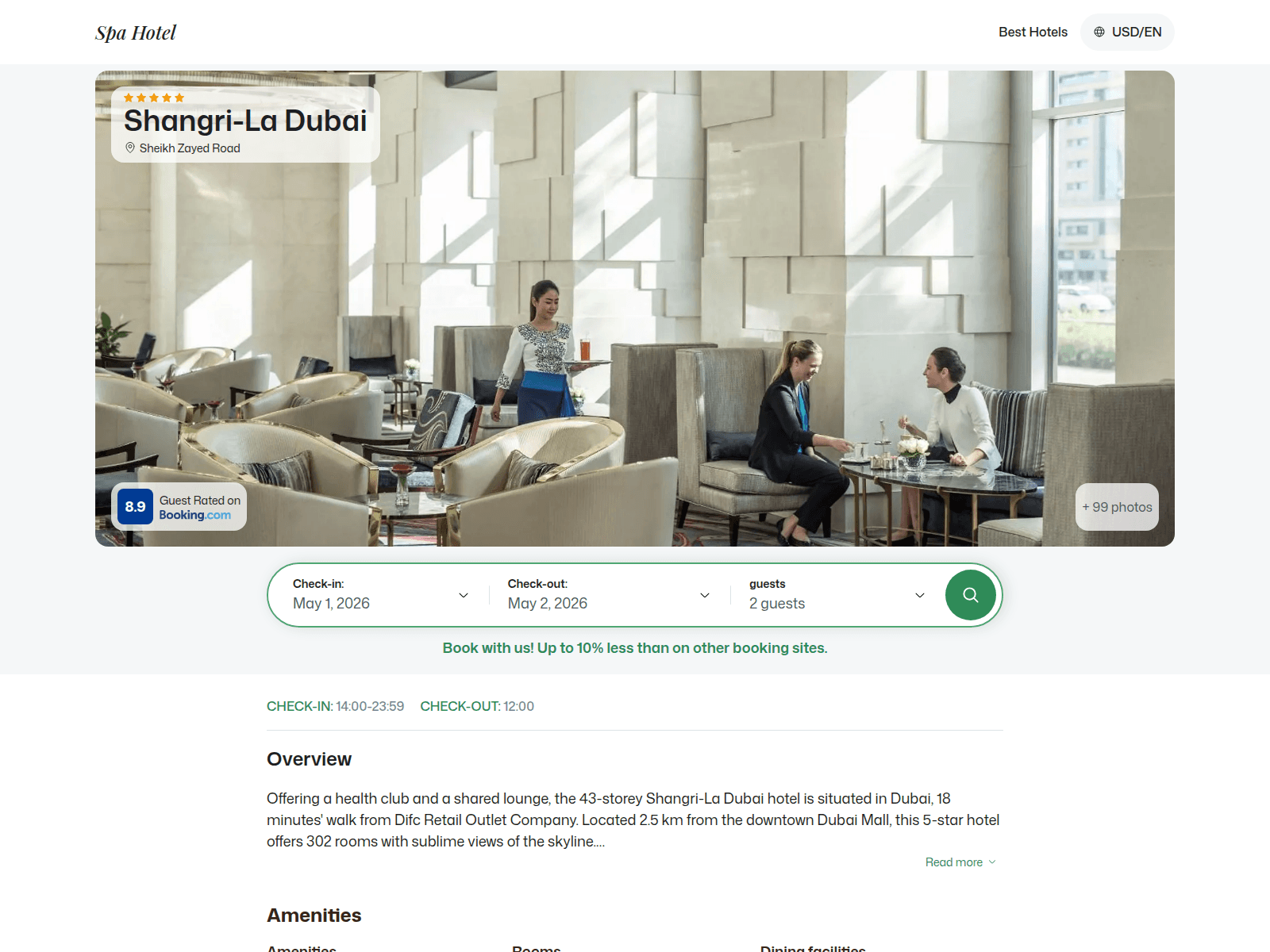 Screenshot of shangriladubai.spahotel.guru
