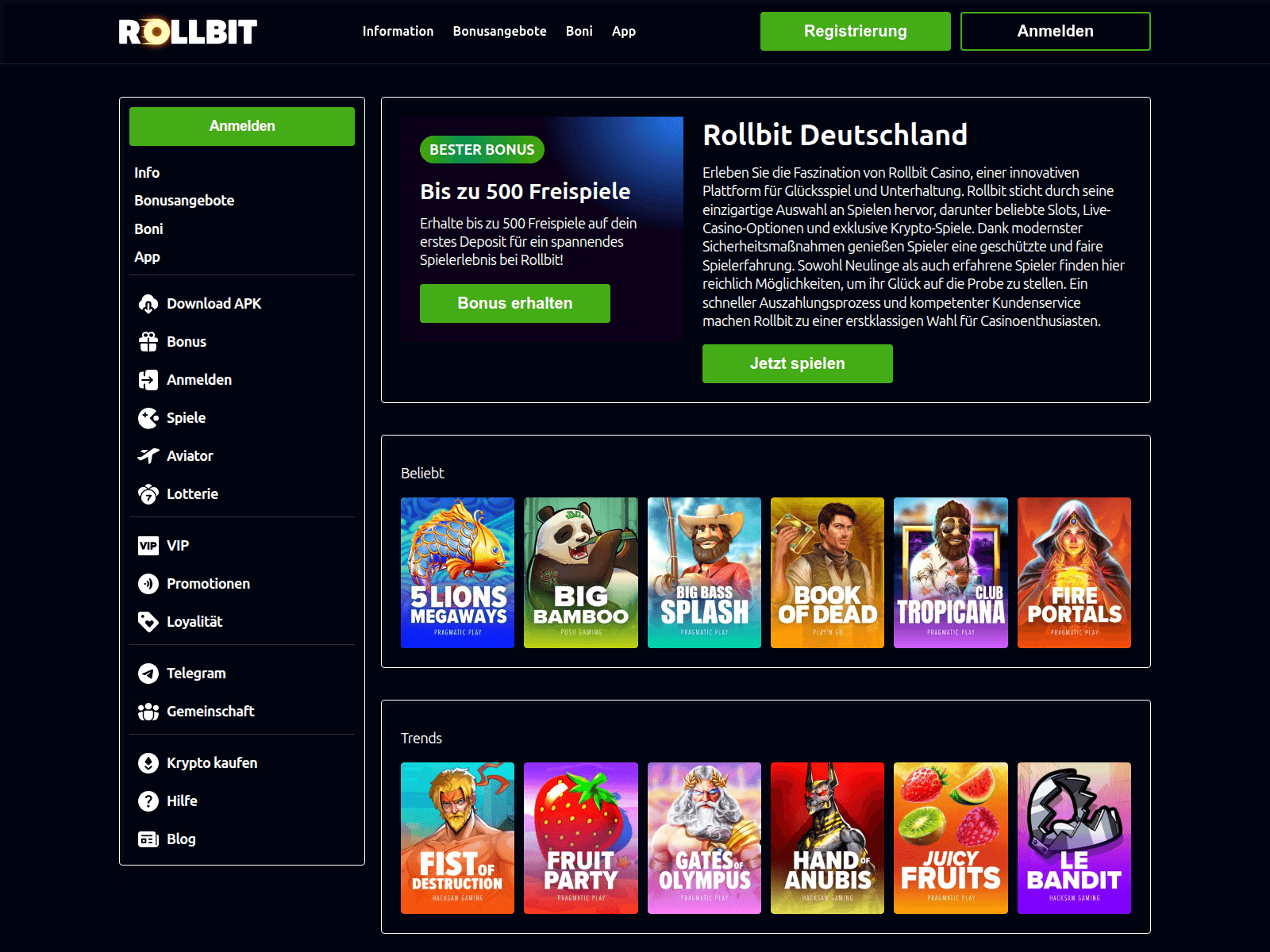 Screenshot of rollbitdeutschland.com