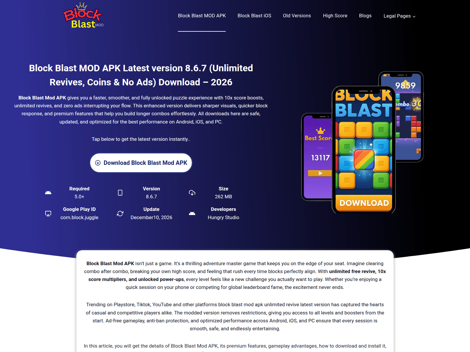 Screenshot of theblockblastmodapk.com