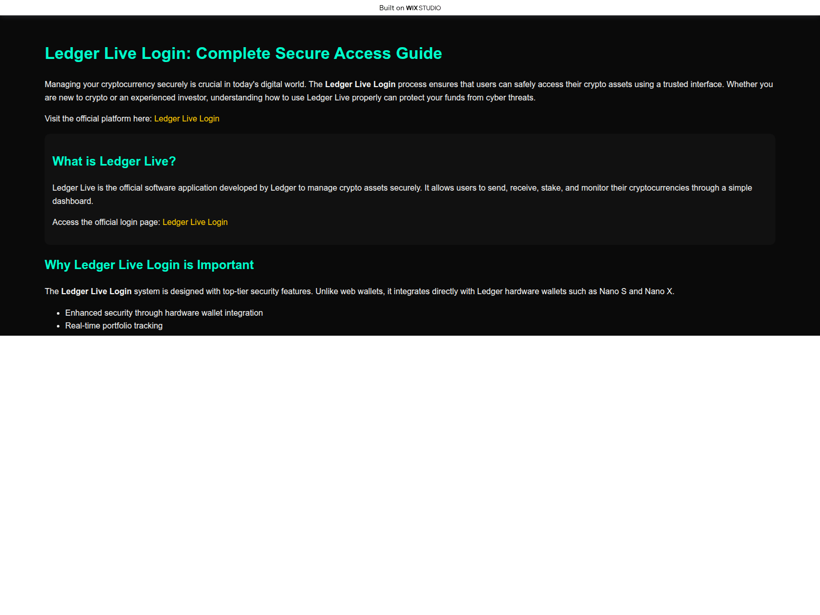Screenshot of ledgrlivestarted.wixstudio.com