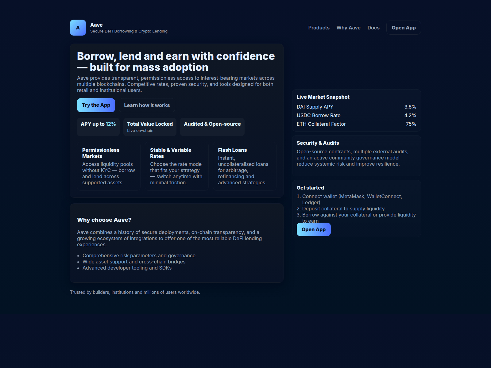 Screenshot of aave-official-websiite-us.pages.dev