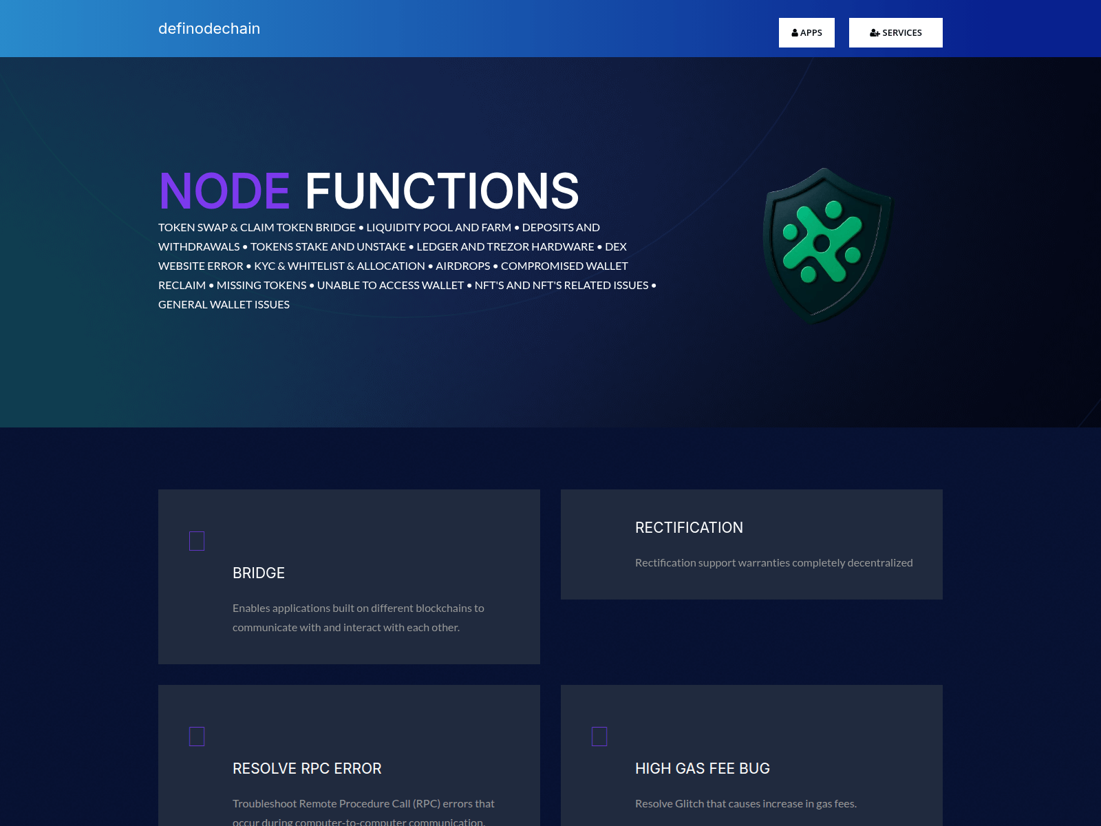 Screenshot of definodechain.app