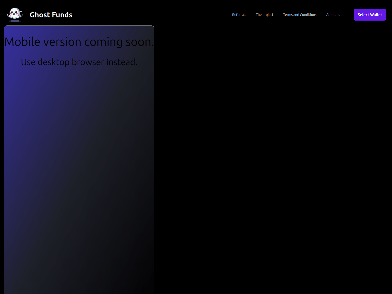 Screenshot of app.ghostfunds.xyz