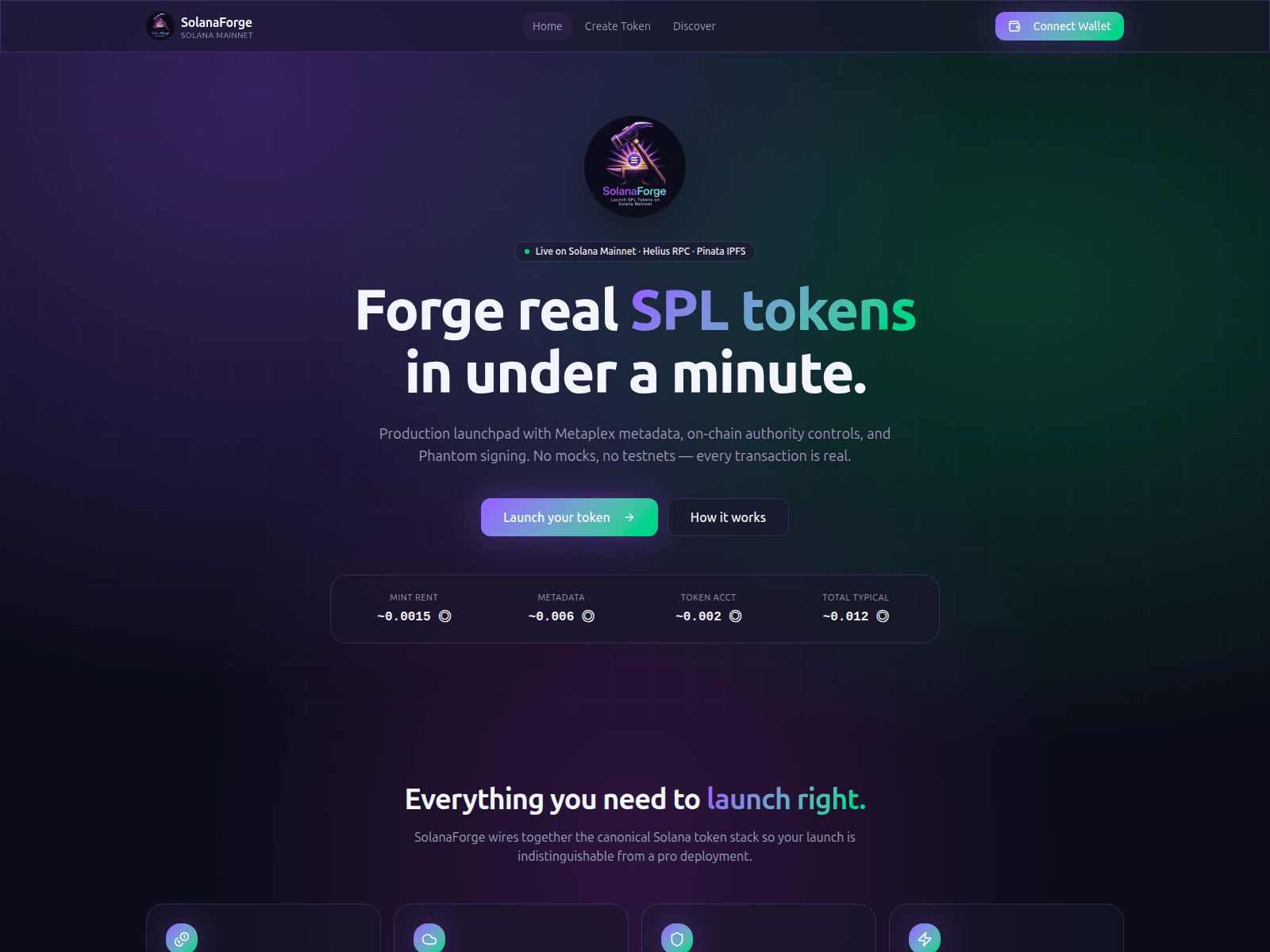 Screenshot of solanaforge.app