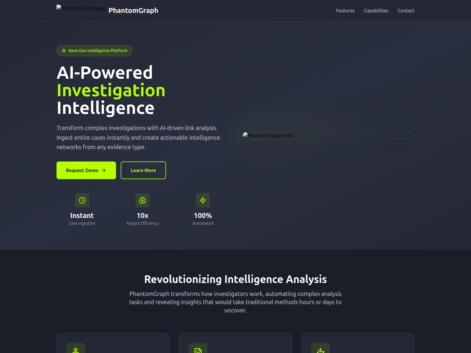 Screenshot of phantomgraph-landing.pages.dev