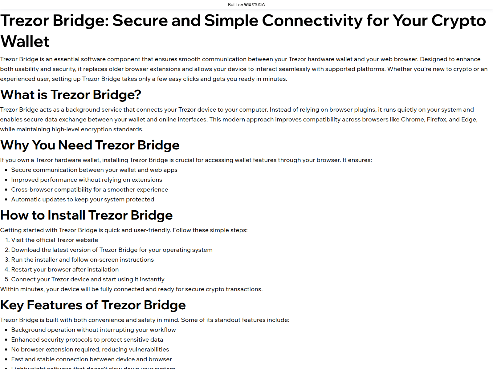 Screenshot of cloud-bridged.wixstudio.com